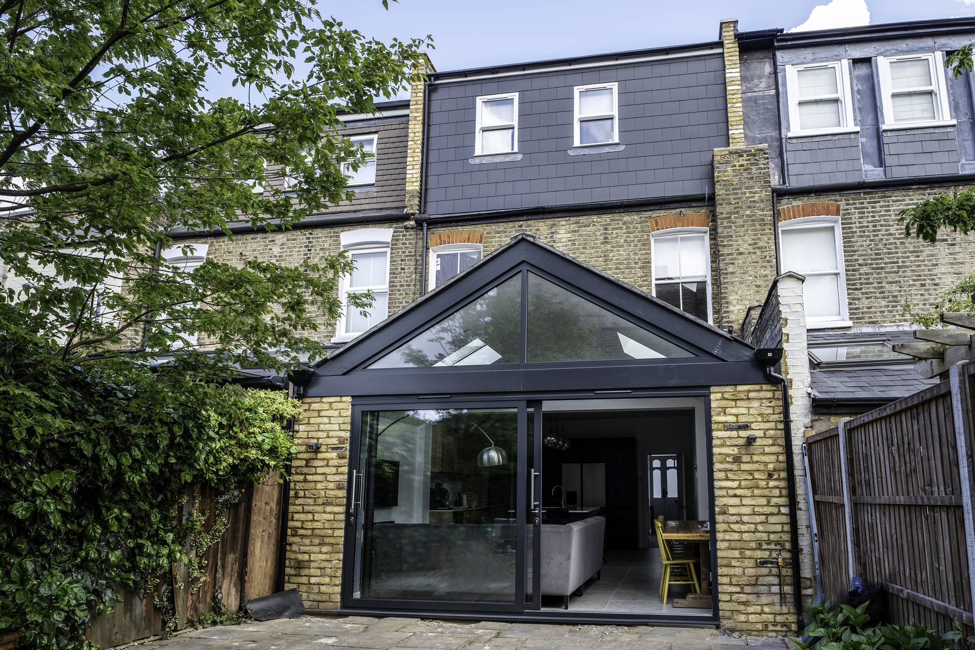 A completed Plan Hub project: a rear extension with a glazed gable on a Victorian terrace.